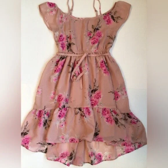 Pretty Pink Off the Shoulder Floral dress - Picture 1 of 7